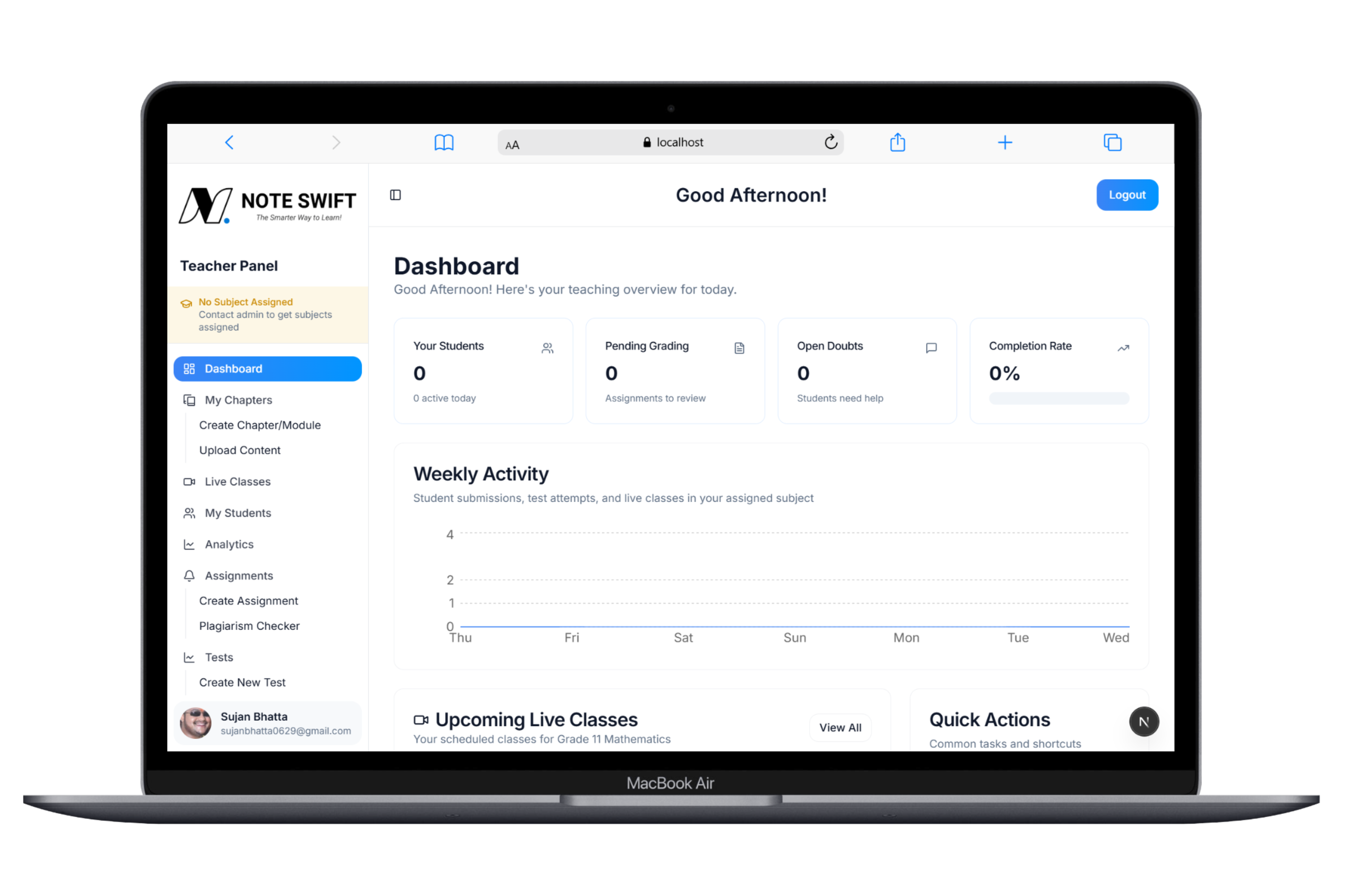 Note Swift Teachers Web App